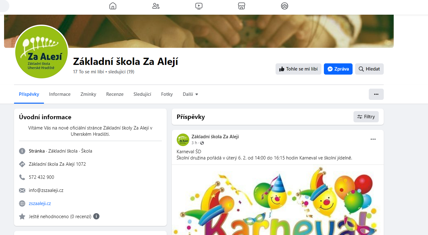 Nová facebooková stránka školy